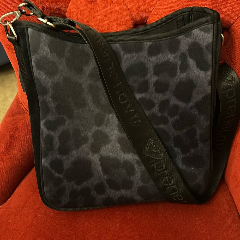 BLack animal print messenger bag prenelove